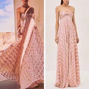 Alexis Strapless Pink and Gold Maxi Dress